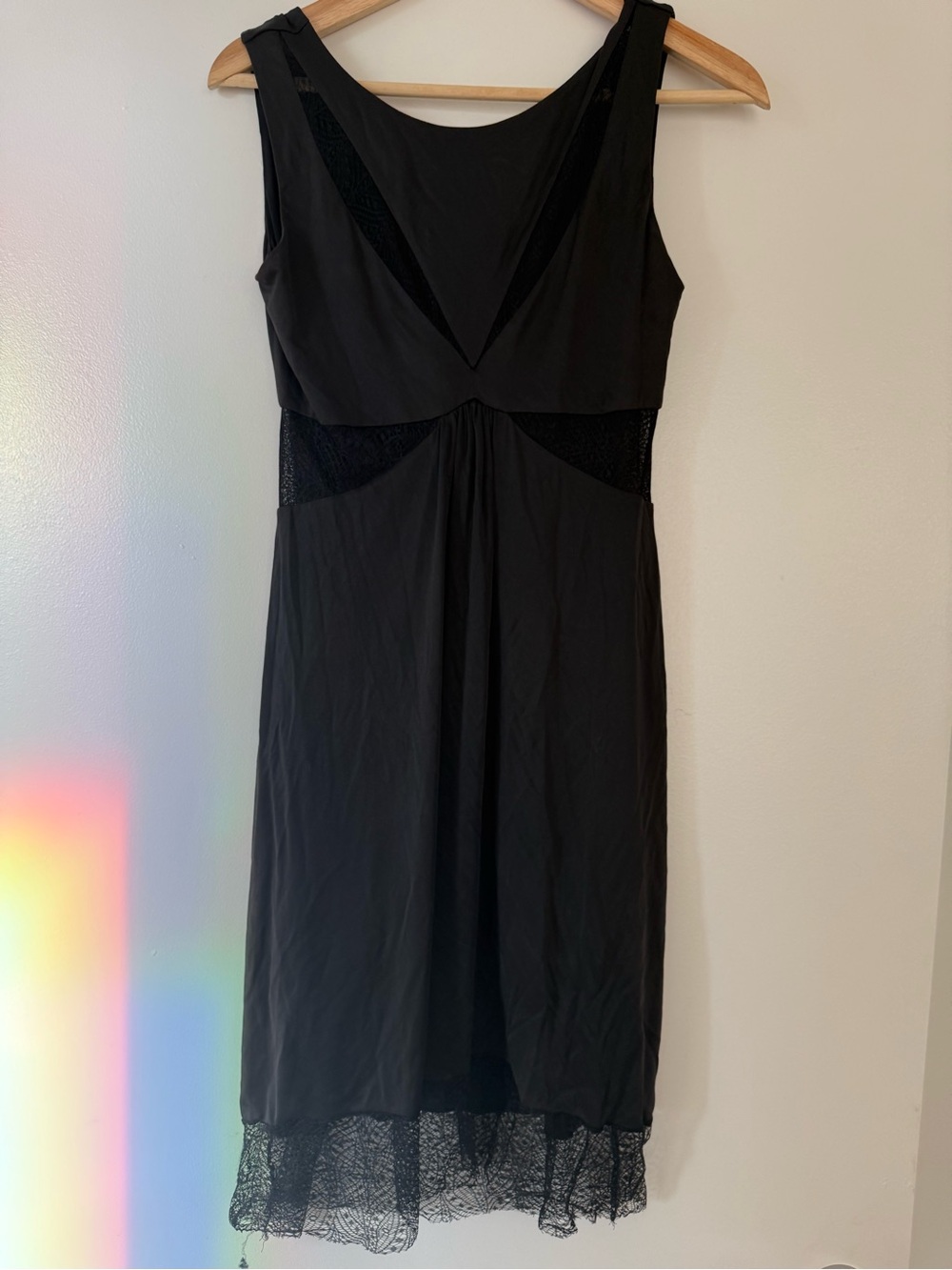 BCBGMaxAzria Black Lace-Trim Midi Dress